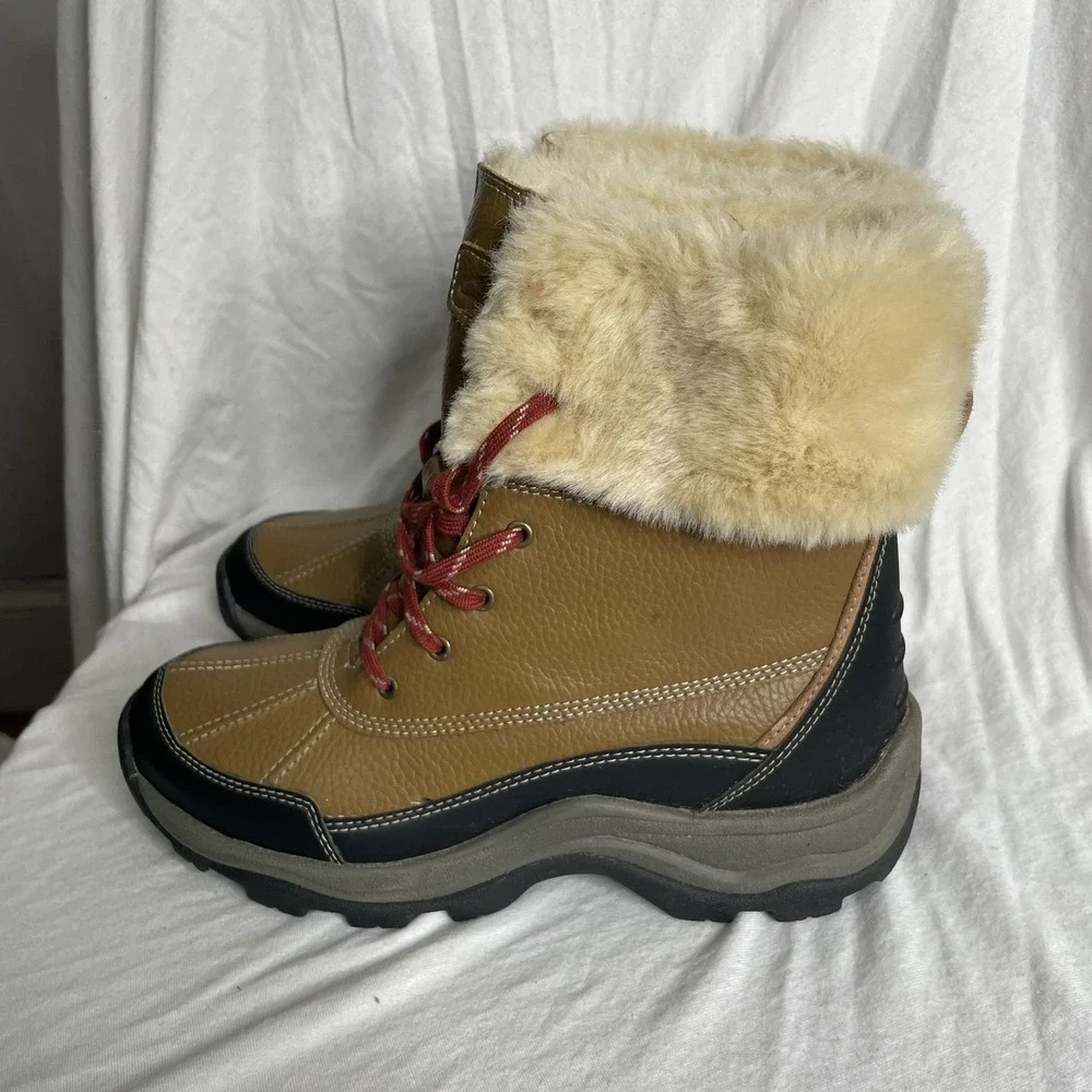 Clarks Mazlyn Arctic Womens Sz 7.5 Duck Boots Brown‎ Insulated Faux Fur